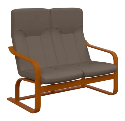 BO - 2 dvojkřeslo, dřevěná kostra, moření třešeň, látka BORA 14, bílá káva